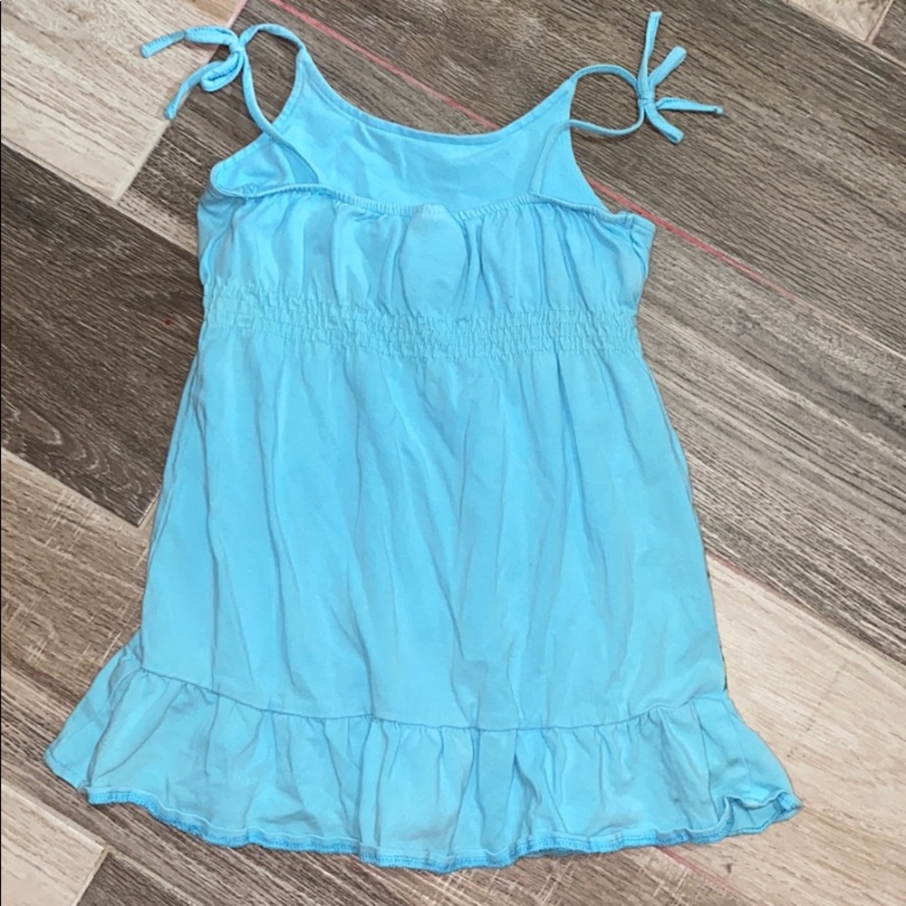 Toddler 4T blue Sundress! Painted flowers! - Picture 3 of 5